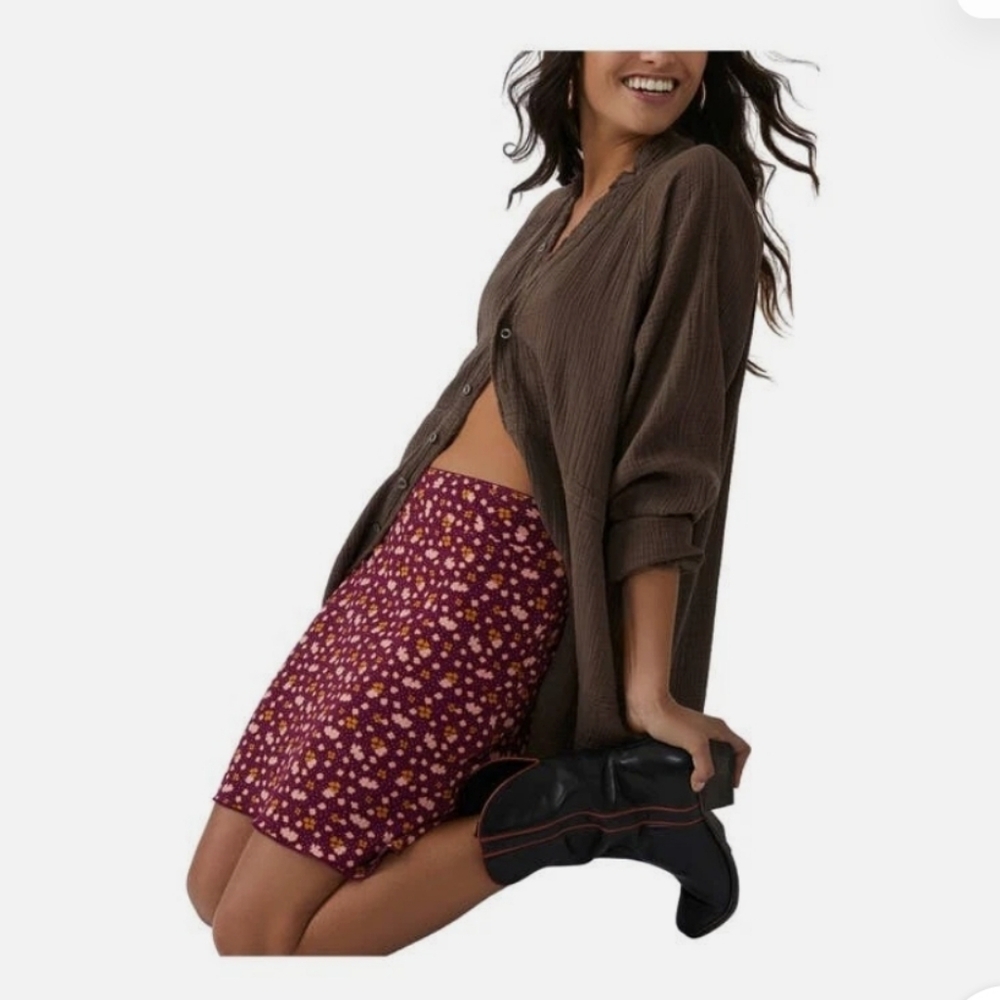 Free People​ IRL Floral Mini Slip Skirt 1️⃣